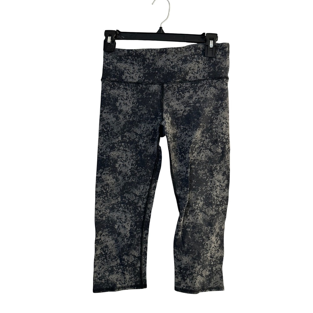 Alo Yoga Womens Grey Black Acid Wash High Waist Cropped Leggings Capri Size XS